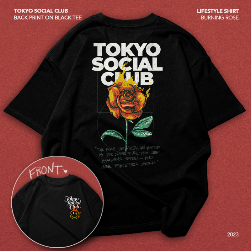 SURPRISE DROP! TSC Burning Rose on Black Tee Main Image